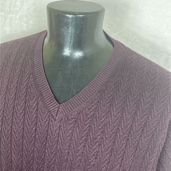 Talbot Men Pullover Sweater V-Neck Mercerized PPima Cotton Purple Size Large - Picture 3 of 9